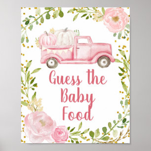 Affiche Automne Citrouille rose Truck Guess the Baby Food