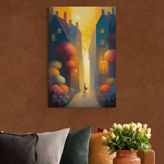 Affiche Automne coloré dans petit village AI Art