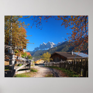 Affiche Automne dans un village des Dolomites en Italie