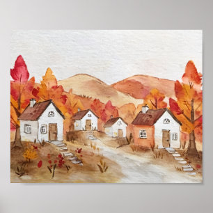 Affiche Automne en Virginie Aquarelle