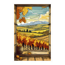Automne / Fenêtre Automne Vue de l'affiche Vignobl