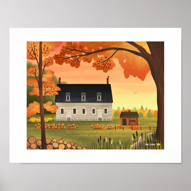 Affiche Automne Ferme Automne Citrouille Art Imprimer (Devant)