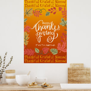 Affiche Automne Feuilles de typographie Bon thanksgiving