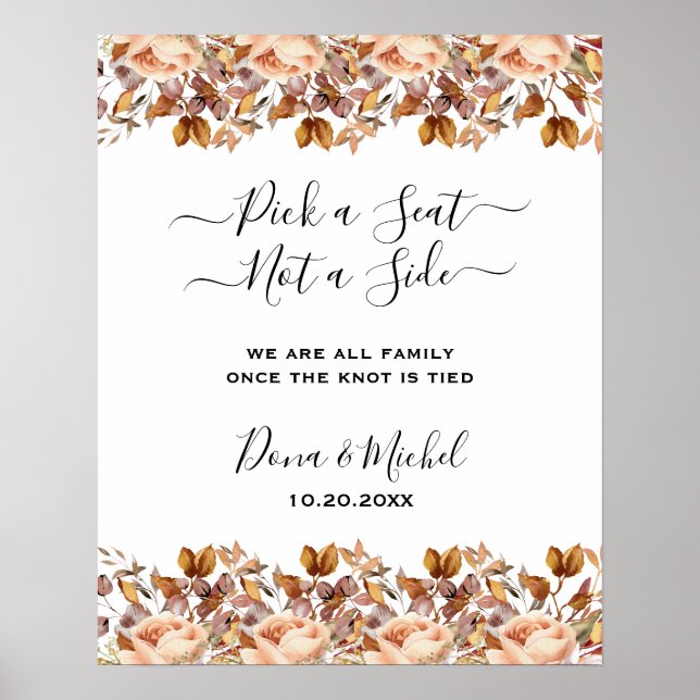 Affiche Automne Feuilles Russe Pays Boho Mariage (Devant)