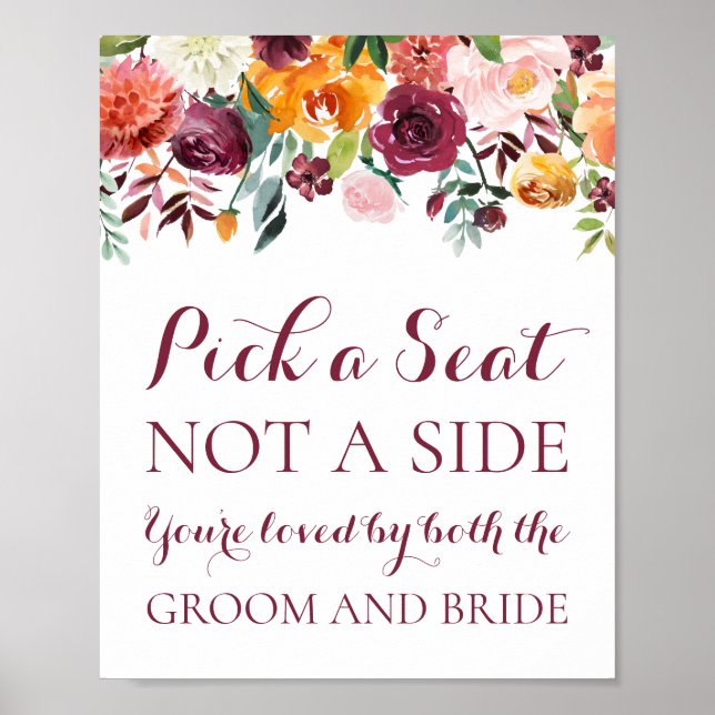 Affiche Automne Fleur Choisir un siège pas un panneau laté (Devant)