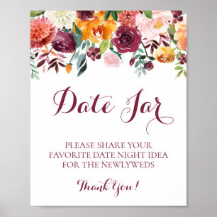 Affiche Automne Fleur Date Jar Signal Mariage Poster, Oran