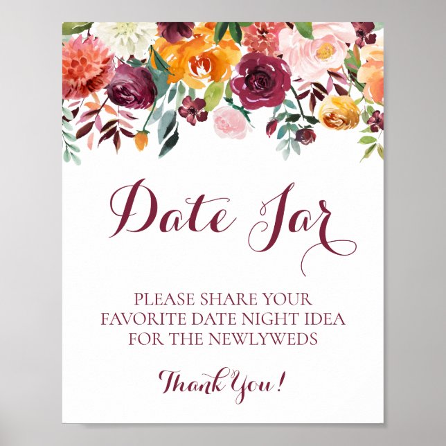 Affiche Automne Fleur Date Jar Signal Mariage Poster, Oran (Devant)