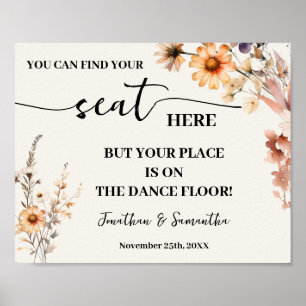 Affiche Automne Fleur sauvage Trouvez Votre Siège Mariage 