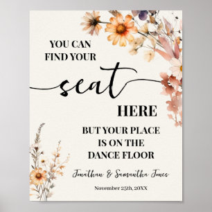Affiche Automne Fleur sauvage Trouvez Votre Siège Mariage 