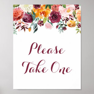 Affiche Automne Fleur S'Il Vous Plaît Prendre Un Signet Po