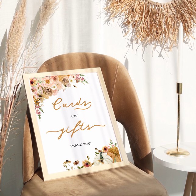 Affiche Automne Floral Aquarelle Citrouille Cartes et cade (Créateur téléchargé)