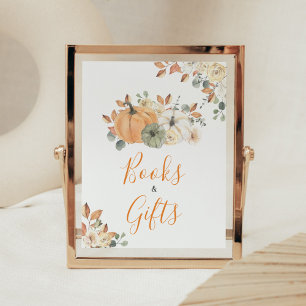 Affiche Automne Floral Citrouille Baby showers Livres et C