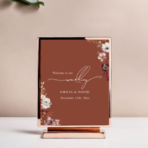 Affiche Automne Floral Dark Terracotta Calligraphie Mariag