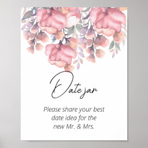 Affiche Automne Floral Dusty Rose date jar douche de nupti