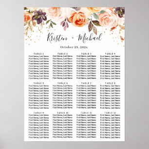 Affiche Automne Floral Gold Parties scintillant Mariage Ca