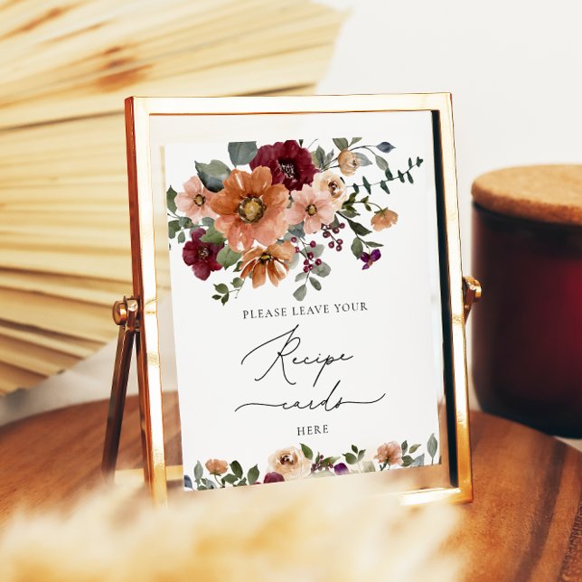 Affiche Automne Floral Laissez votre carte de recette ici (Créateur téléchargé)