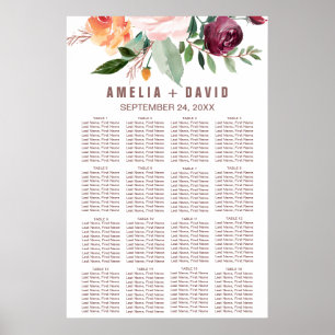 Affiche Automne Floral Rose Gold Light Seize Chart