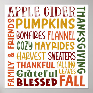 Affiche Automne Hiver Jour de Thanksgiving Fête de fin d'a