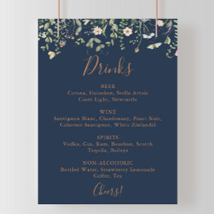 Affiche Automne Jardin Fleur sauvage Mariage Boissons Menu