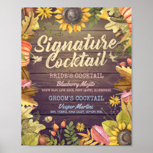 Affiche Automne Mariage de automne Signature Cocktail Menu