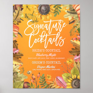 Affiche Automne Mariage de automne Signature Cocktail Menu