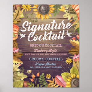 Affiche Automne Mariage de automne Signature Cocktail Menu