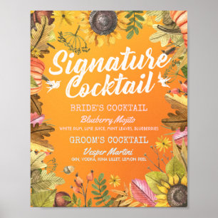 Affiche Automne Mariage de automne Signature Cocktail Menu