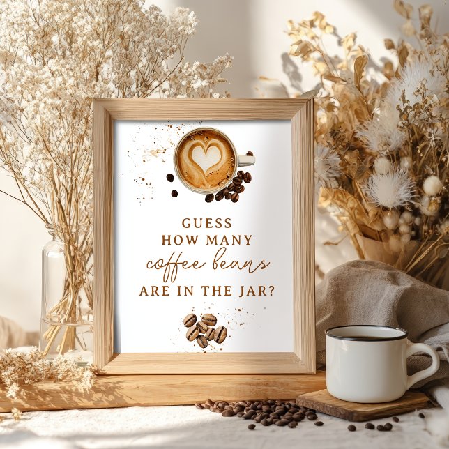 Affiche Automne moderne Combien de Baby showers de haricot (Modern Fall How many Coffee Beans Baby Shower Poster)