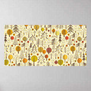 Affiche Automne. Motif sans couture avec forêt, dos d'auto