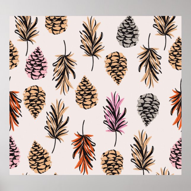 Affiche Automne Nature : Vintage tendance sans couture. (Devant)