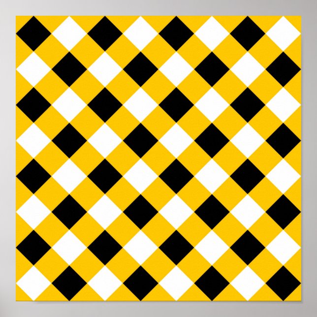 Affiche Automne Noir Jaune et blanc Plaid Motif (Devant)