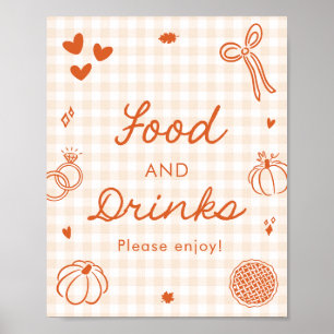 Affiche Automne Orange Gingham Nourriture et Boissons Dess