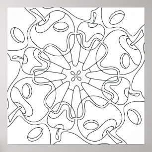 Affiche Automne paisible : coloriage de pommes abstraites
