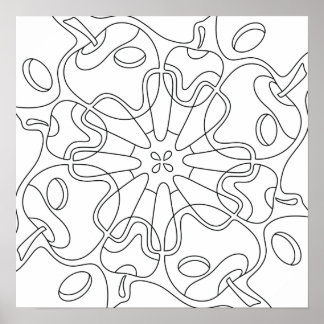 Affiche Automne paisible : coloriage de pommes abstraites