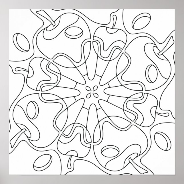 Affiche Automne paisible : coloriage de pommes abstraites (Devant)