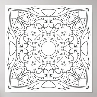 Affiche Automne paisible : Halloween Éffrayante nuit Color