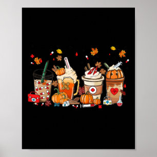 Affiche Automne Pharmaciste Café Automne quitte la pharmac