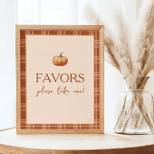 Affiche Automne Plaid Un Petit Baby shower Citrouille Sign