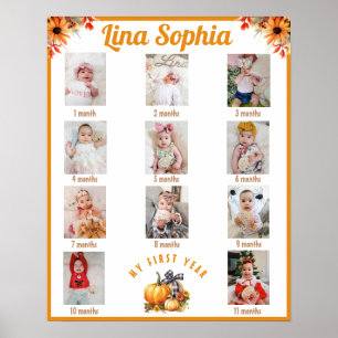 Affiche Automne Première année Photos mensuelles Anniversa