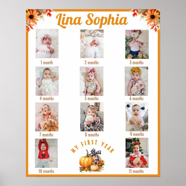Affiche Automne Première année Photos mensuelles Anniversa (Devant)