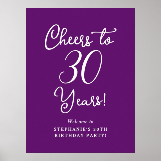 Affiche Automne Purple Cheers à 30 ans Anniversaire Bienve (Devant)