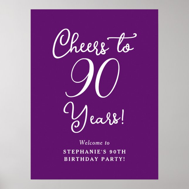 Affiche Automne Purple Cheers à 90 ans Anniversaire Bienve (Devant)