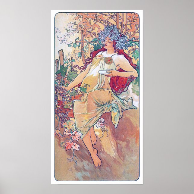 Affiche Automne (Quatre Saisons), Alphonse Mucha (Devant)