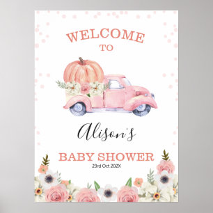Affiche Automne rose Citrouille  Baby shower de camion Bie