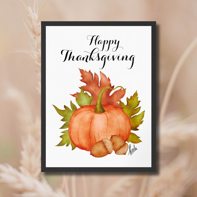 Affiche Automne Rustique Bon thanksgiving Citrouille (Créateur téléchargé)
