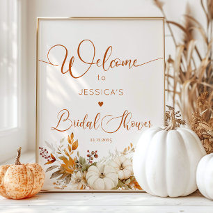 Affiche Automne rustique citrouille nuptiale bienvenue