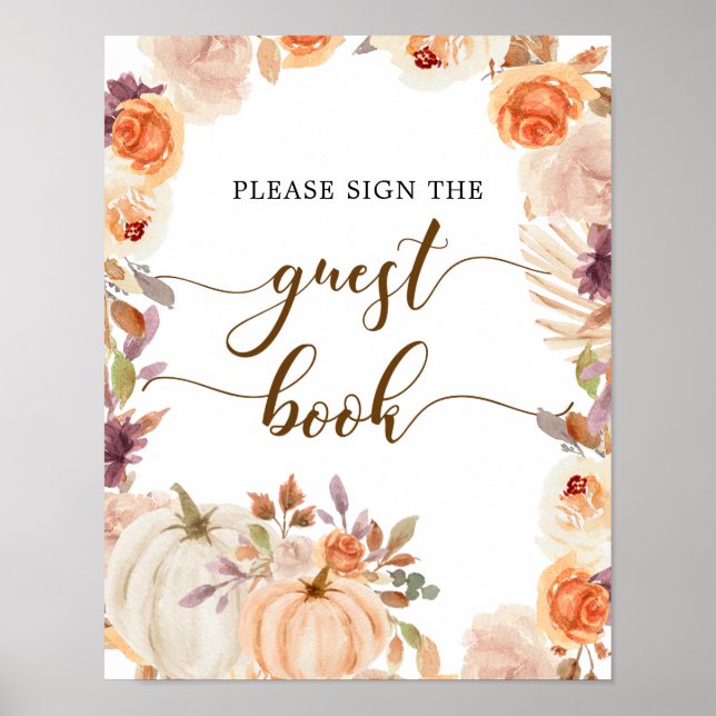 Affiche Automne Rustique Citrouille Onederday Guest Book (Devant)