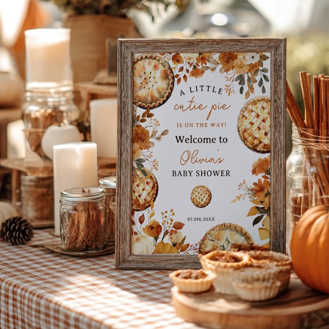 Affiche Automne Rustique Cutie baby shower à tarte bienven (Fall Rustic Cutie Pie baby shower welcome Poster)