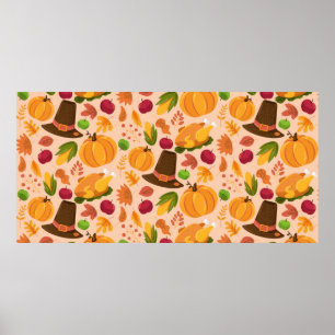 Affiche Automne sans couture motif, mignonne texture de de