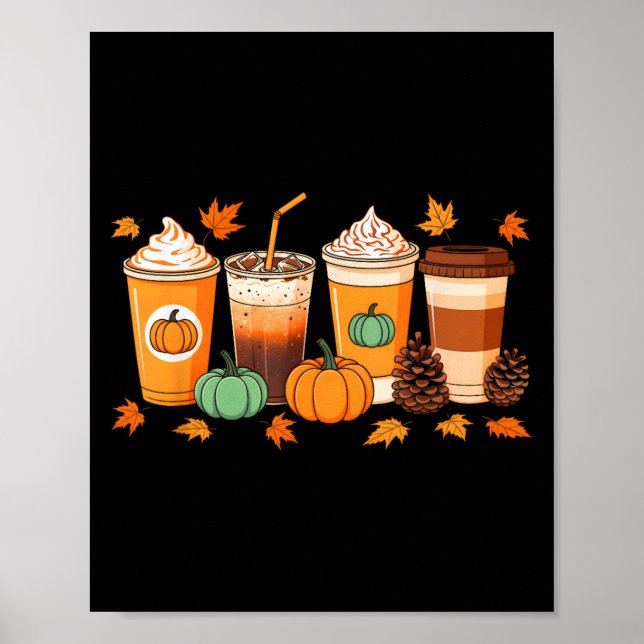 Affiche Automne Thanksgiving Citrouille Sce Coffee Latauto (Devant)